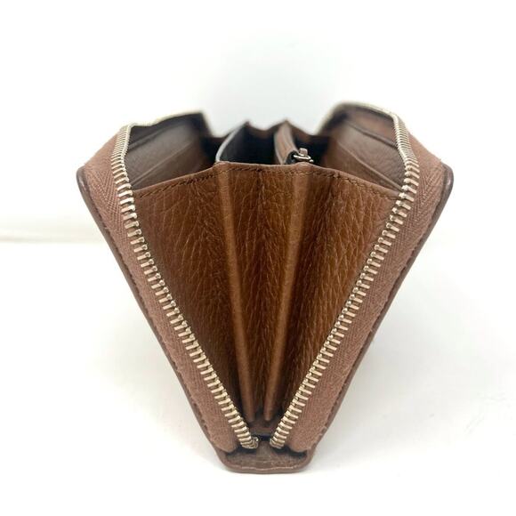 Gucci GG canvas bamboo tassel wallet brown zip-around leather trim - Picture 4 of 10